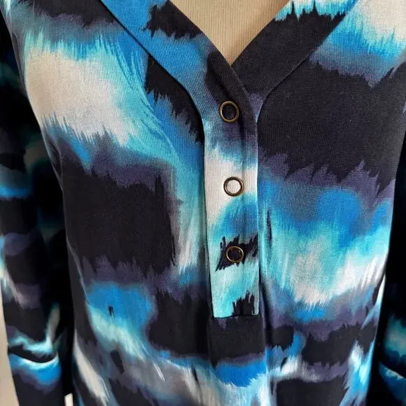 Diane von Furstenberg 100% Silk Jersey Tie Dye Snap Dress Boho Hippie Festival - Picture 5 of 9